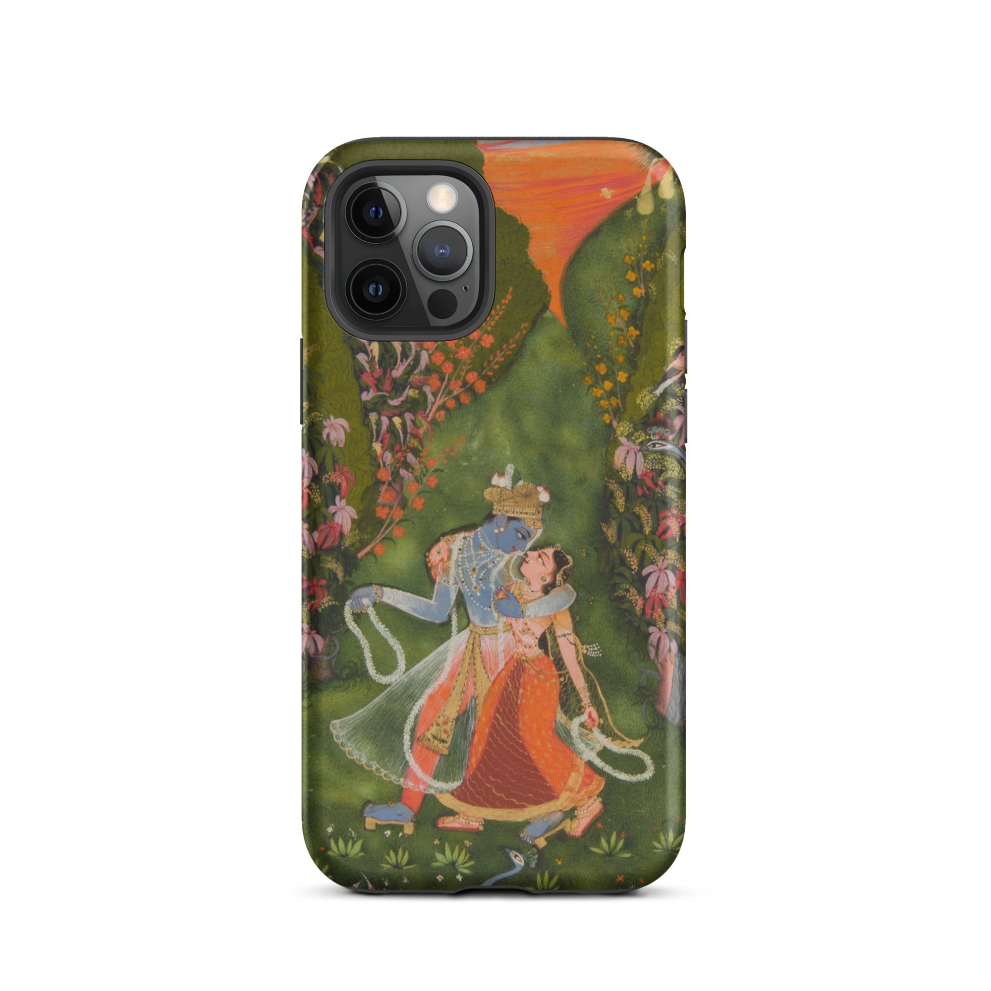 Radha & Krishna in a Flowering Grove Iphone Case, 12 Pro / Matte, Smartphone Case Krishna Radha Artwork