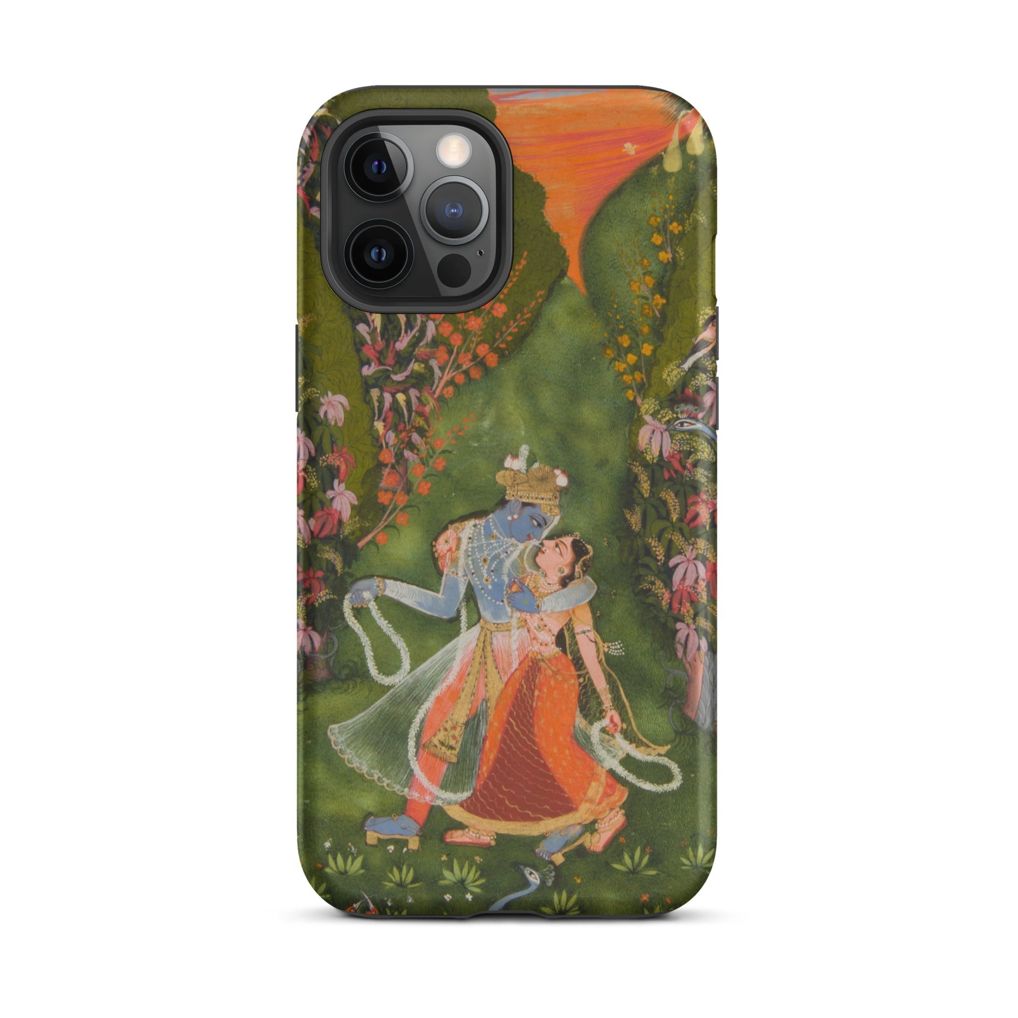 Radha & Krishna in a Flowering Grove Iphone Case, 12 Pro Max / Matte, Phone Case Krishna Radha Artwork