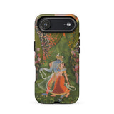 Radha & Krishna in a Flowering Grove Phone Case Iphone 17 Air / Matte Iphone 12 Case Vibrant Traditional Indian Painting Design Twilight