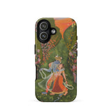 Radha & Krishna in a Flowering Grove Phone Case Iphone 17 / Matte Iphone 12 Case Vintage Fairy Tale Illustration Twilight Hush, Rajasthani