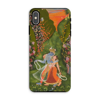 Radha & Krishna in a Flowering Grove Phone Case Iphone Xs Max / Matte Phone Case Krishna Radha Artwork Twilight Hush, Rajasthani Grove,