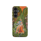 Radha & Krishna in a Flowering Grove Phone Case Samsung Galaxy S24 / Matte Vibrant Phone Case Intricate Traditional Painting Two Figures