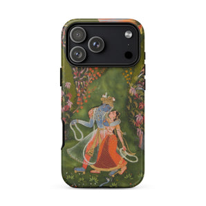 Radha & Krishna in a Flowering Grove Phone Case Iphone 17 Pro Max / Matte Iphone 12 Pro Max Case Aladdin Jasmine Design Twilight Hush,