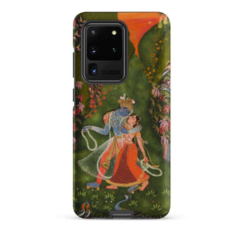 Radha & Krishna in a Flowering Grove Phone Case Samsung Galaxy S20 Ultra / Matte Vibrant Intricately Illustrated Phone Case Traditional