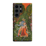 Radha & Krishna in a Flowering Grove Phone Case Samsung Galaxy S24 Ultra / Matte Vibrant Phone Case Traditional Indian Artwork Lord Krishna