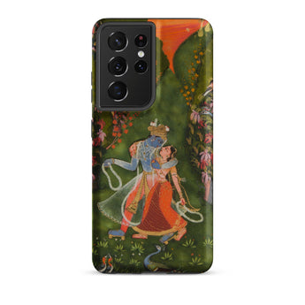 Radha & Krishna in a Flowering Grove Samsung Case, Galaxy S21 Ultra / Matte, Phone Case Traditional Indian Painting Radha Krishna Lush