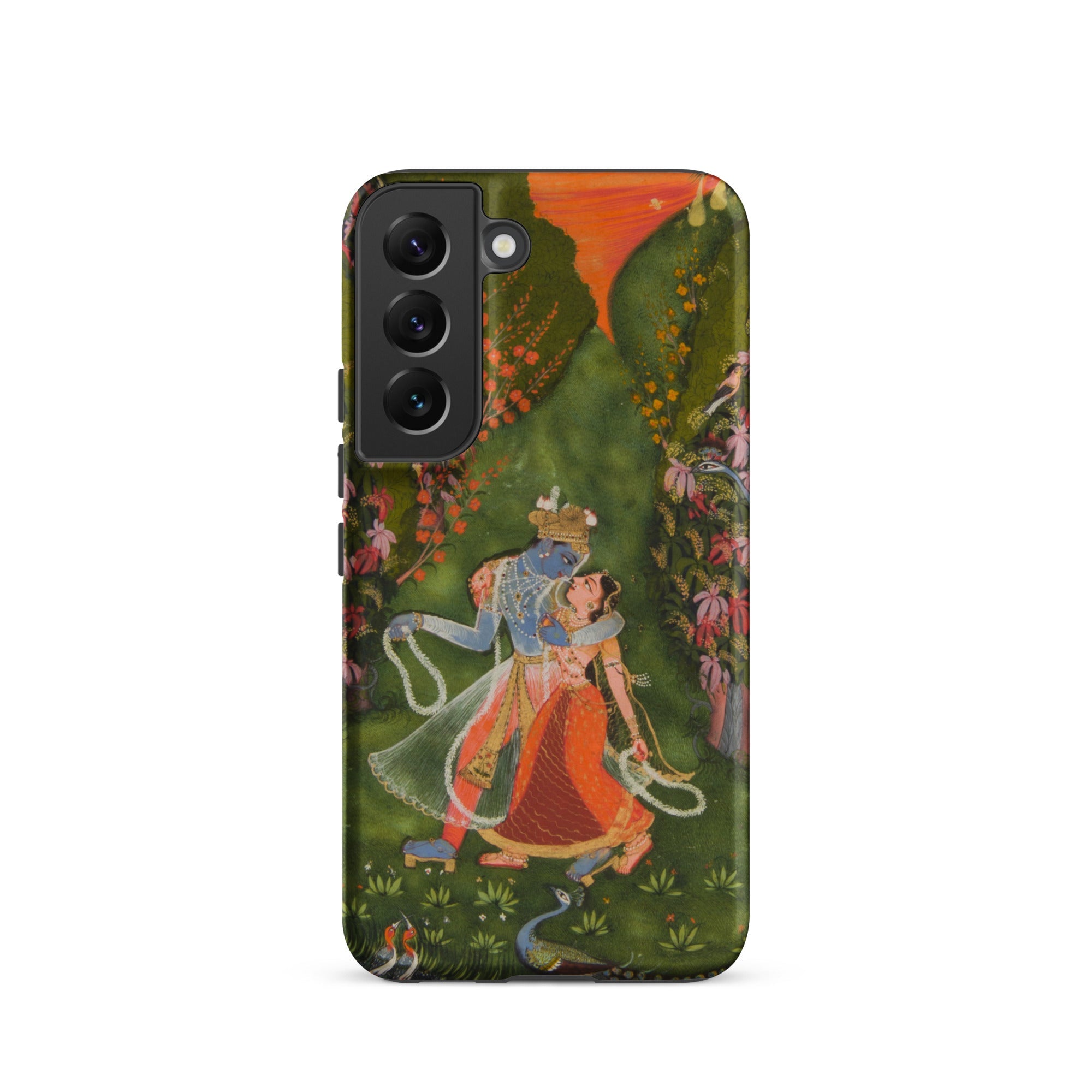 Radha & Krishna in a Flowering Grove Samsung Case, Galaxy S22 / Matte, Smartphone Case Traditional Indian Painting Krishna Radha Lush