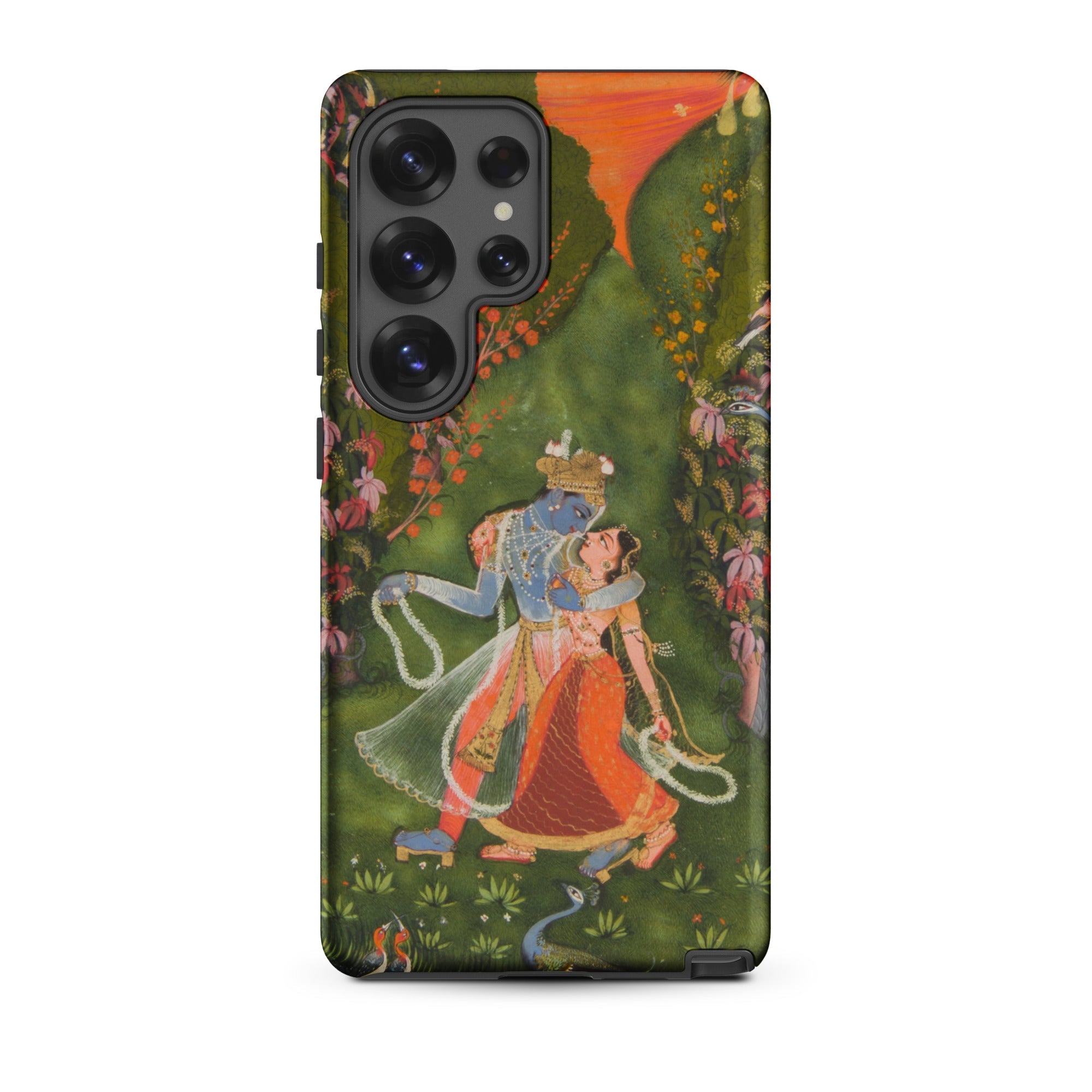 Radha & Krishna in a Flowering Grove Samsung Case, Galaxy S25 Ultra / Matte, Smartphone Case Illustration Krishna Radha