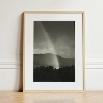 Rainbow - Alfred Stieglitz Black and White Art Print / Canvas Minimalist Wooden-framed Black-and-white Photograph Dramatic Rainbow Distant