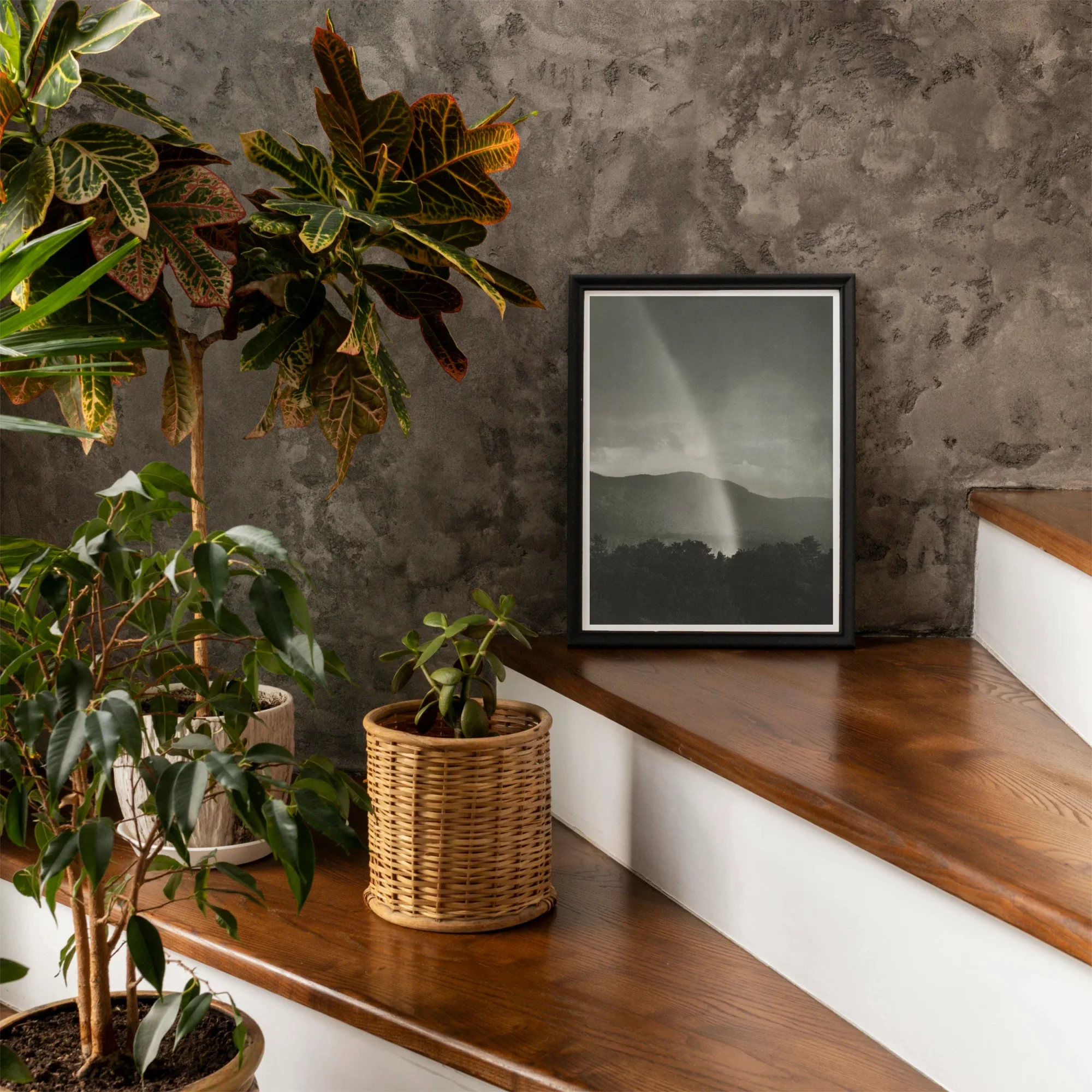 Rainbow - Alfred Stieglitz Black and White Art Print, Black White Framed Landscape Photograph Mountains Sunbeams