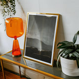 Rainbow - Alfred Stieglitz Black and White Art Print, Orange Glass Table Lamp Ribbed Texture