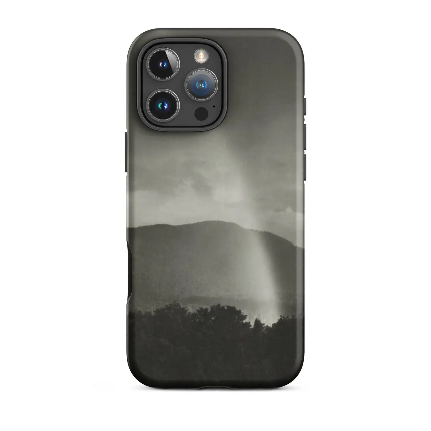 Toby Leon black and white iPhone case with modern art mountain landscape
