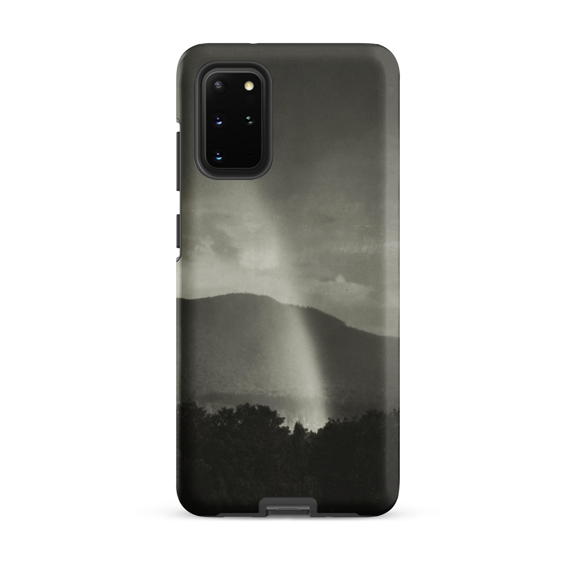 Rainbow Alfred Stieglitz Black & White Samsung Case, Galaxy S20 Plus / Matte, Black Smartphone Case Monochrome Mountain Light Ray Design