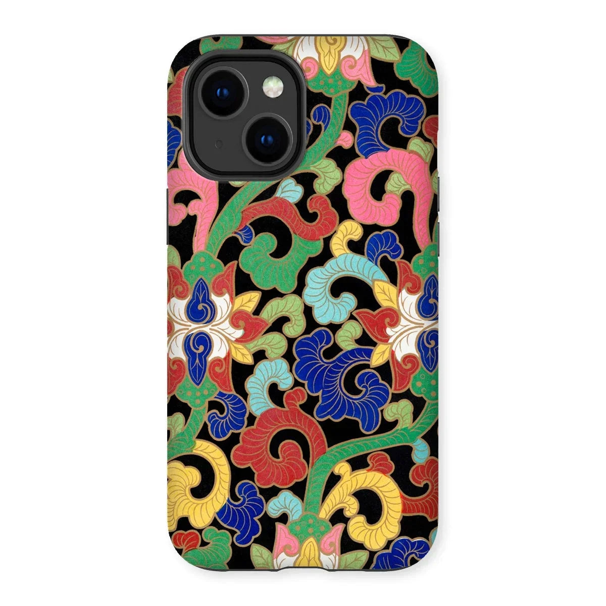 Rainbow Botanicals - Owen Jones Iphone Case, 14 Plus / Matte, Colorful Floral Patterned Phone Case Designs Black Background