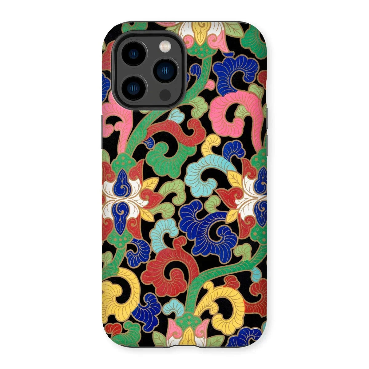 Rainbow Botanicals - Owen Jones Iphone Case, 14 Pro Max / Matte, Colorful Floral Patterned Phone Case Designs Black Background