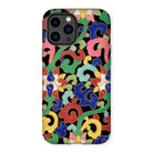 Rainbow Botanicals - Owen Jones Iphone Case, 14 Pro Max / Matte, Colorful Floral Patterned Phone Case Designs Black Background