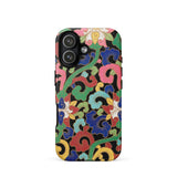 Rainbow Botanicals - Owen Jones Phone Case Iphone 17 / Matte 12 Colorful Floral Pattern Black Background Chinoiserie, Vibrant Tendrils