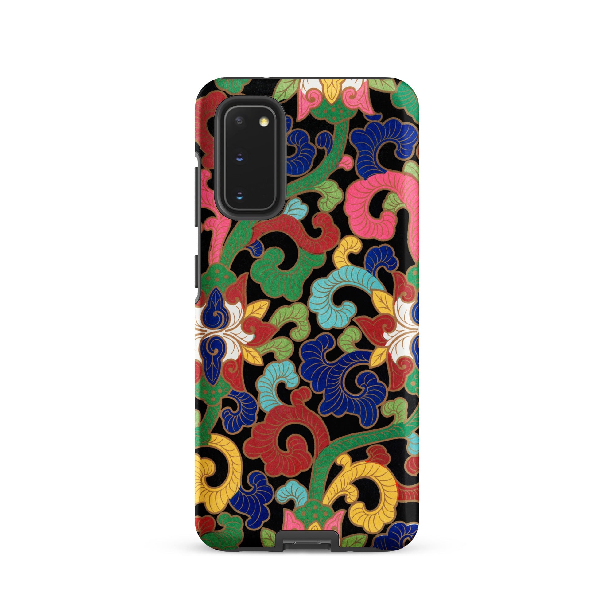 Rainbow Botanicals Owen Jones Samsung Case, Galaxy S20 / Matte, Smartphone Case Colorful Floral Scroll Pattern Black Background