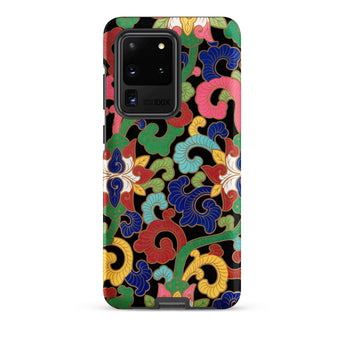 Rainbow Botanicals - Owen Jones Samsung Case, Galaxy S20 Ultra / Matte, Black Smartphone Case Vibrant Intricate Floral Scrollwork Pattern