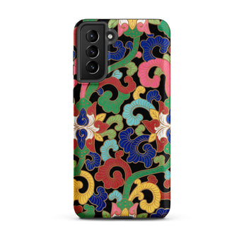 Rainbow Botanicals - Owen Jones Samsung Case, Galaxy S21 Plus / Matte, Smartphone Case Colorful Intricate Floral Scrollwork Pattern Black