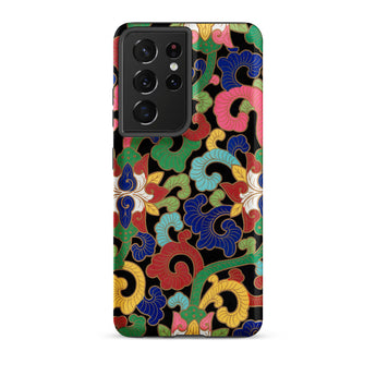 Rainbow Botanicals - Owen Jones Samsung Case, Galaxy S21 Ultra / Matte, Smartphone Case Colorful Intricate Floral Scrollwork Pattern Black
