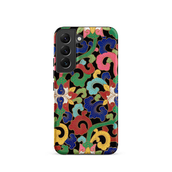 Rainbow Botanicals - Owen Jones Samsung Case, Galaxy S22 / Matte, Smartphone Case Vibrant Multicolored Floral Scrollwork Pattern Black