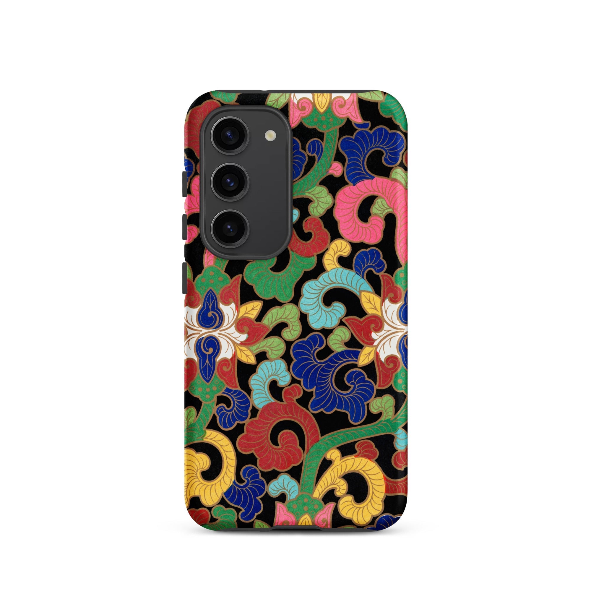 Rainbow Botanicals Owen Jones Samsung Case, Galaxy S23 / Matte, Black Phone Case Vibrant Intricate Floral Scroll Pattern