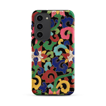 Rainbow Botanicals - Owen Jones Samsung Case, Galaxy S23 Plus / Matte, Black Smartphone Case Colorful Intricate Floral Pattern