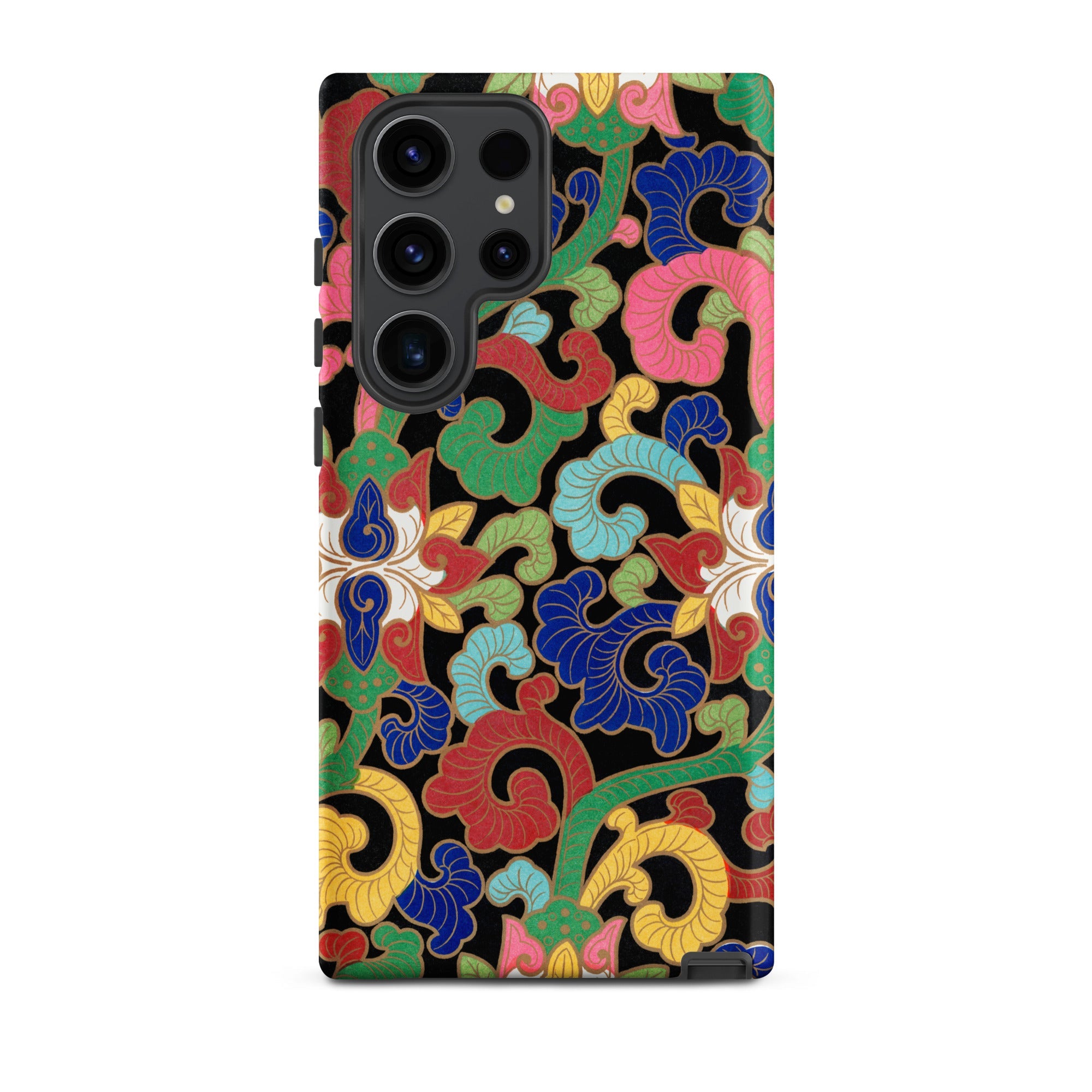 Rainbow Botanicals Owen Jones Samsung Case, Galaxy S23 Ultra / Matte, Black Smartphone Colorful Ornate Floral Pattern Case