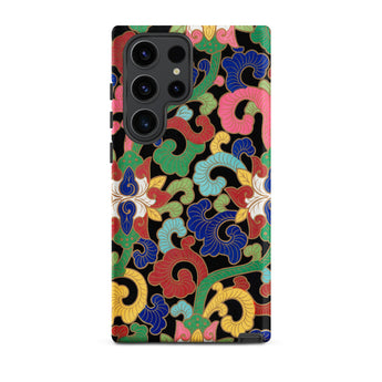 Rainbow Botanicals - Owen Jones Samsung Case, Galaxy S23 Ultra / Matte, Black Smartphone Colorful Ornate Floral Pattern Case