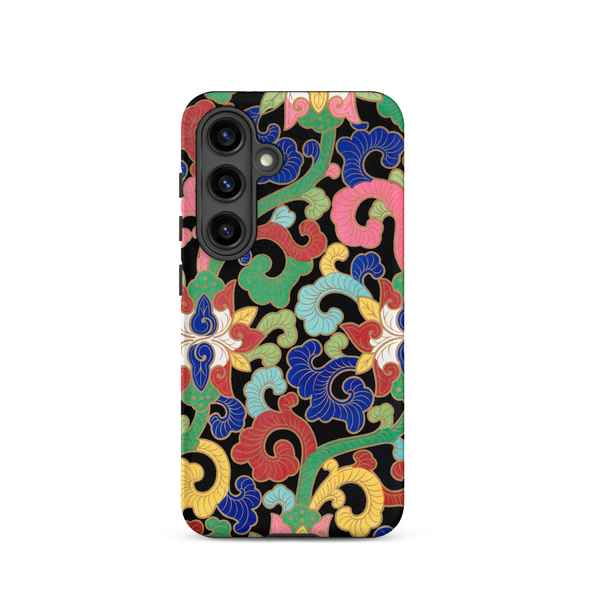Rainbow Botanicals Owen Jones Samsung Case, Galaxy S24 / Matte, Smartphone Black Case Colorful Floral Pattern