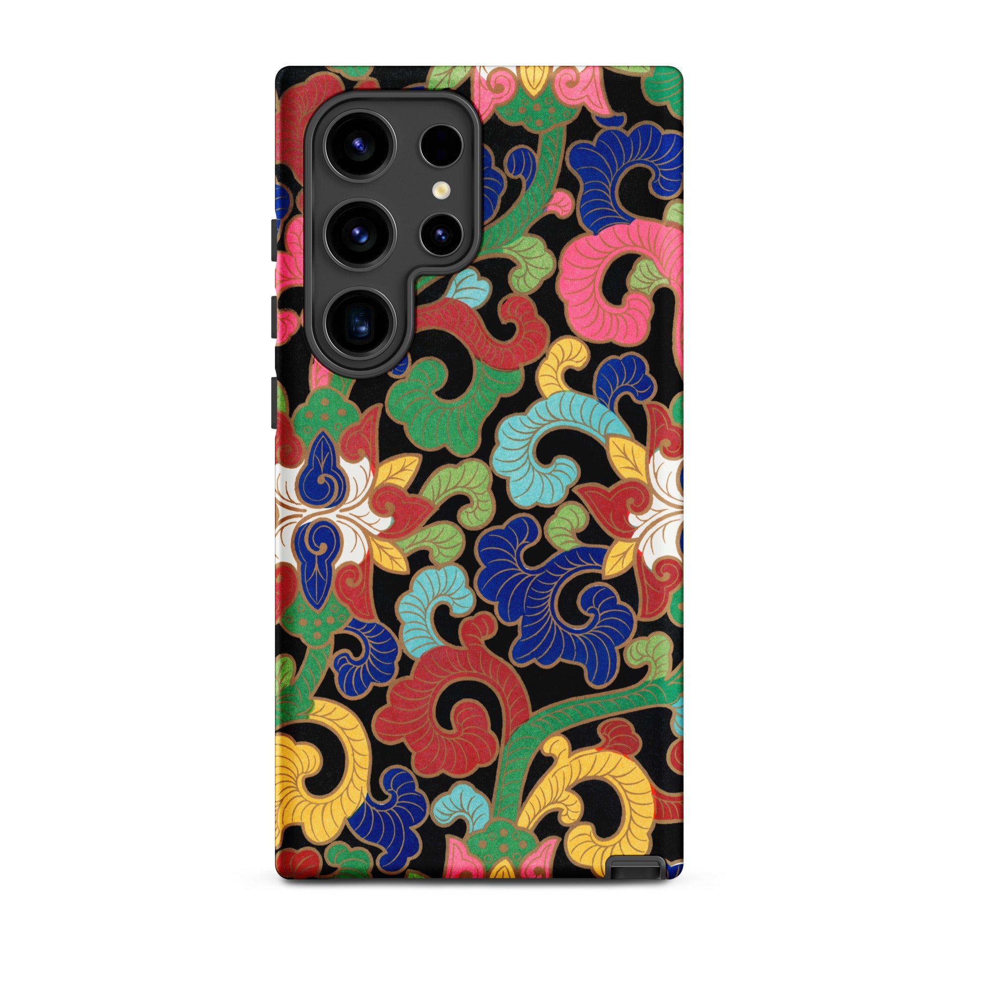 Rainbow Botanicals Owen Jones Samsung Case, Galaxy S24 Ultra / Matte, Smartphone Black Case Colorful Floral Pattern