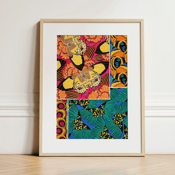 Rainbow Butterflies - E.a. Seguy Pochoir Art Print / Canvas, 12x16’’ / 31x41cm / Natural Frame / Matboard, Posters Prints & Visual Artwork,