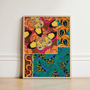 Vibrant Butterfly-themed Framed Art Bold Colorful Patterns Pink Seguy Pochoir, Print, Chromatic Exuberance