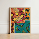 Vibrant Butterfly-themed Framed Art Print Bold Pink Orange Seguy Pochoir, Chromatic Exuberance