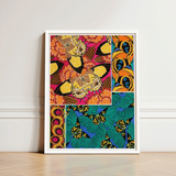 Vibrant Butterfly-themed Art Print White Frame Bold Patterns Seguy Pochoir, Chromatic Exuberance