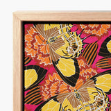 Vibrant Butterfly-themed Canvas Art Light Wood Frame Seguy Pochoir, Print, Chromatic Exuberance