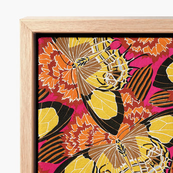 Vibrant Butterfly-themed Canvas Art Light Wood Frame Seguy Pochoir, Print, Chromatic Exuberance