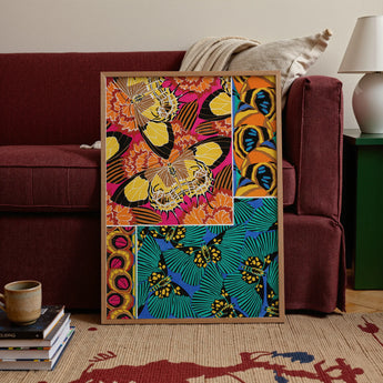 Rainbow Butterflies - E.a. Seguy Pochoir Art Print / Canvas Vibrant Butterfly-patterned Framed Art Bold Pink Yellow Teal Seguy Pochoir Art,