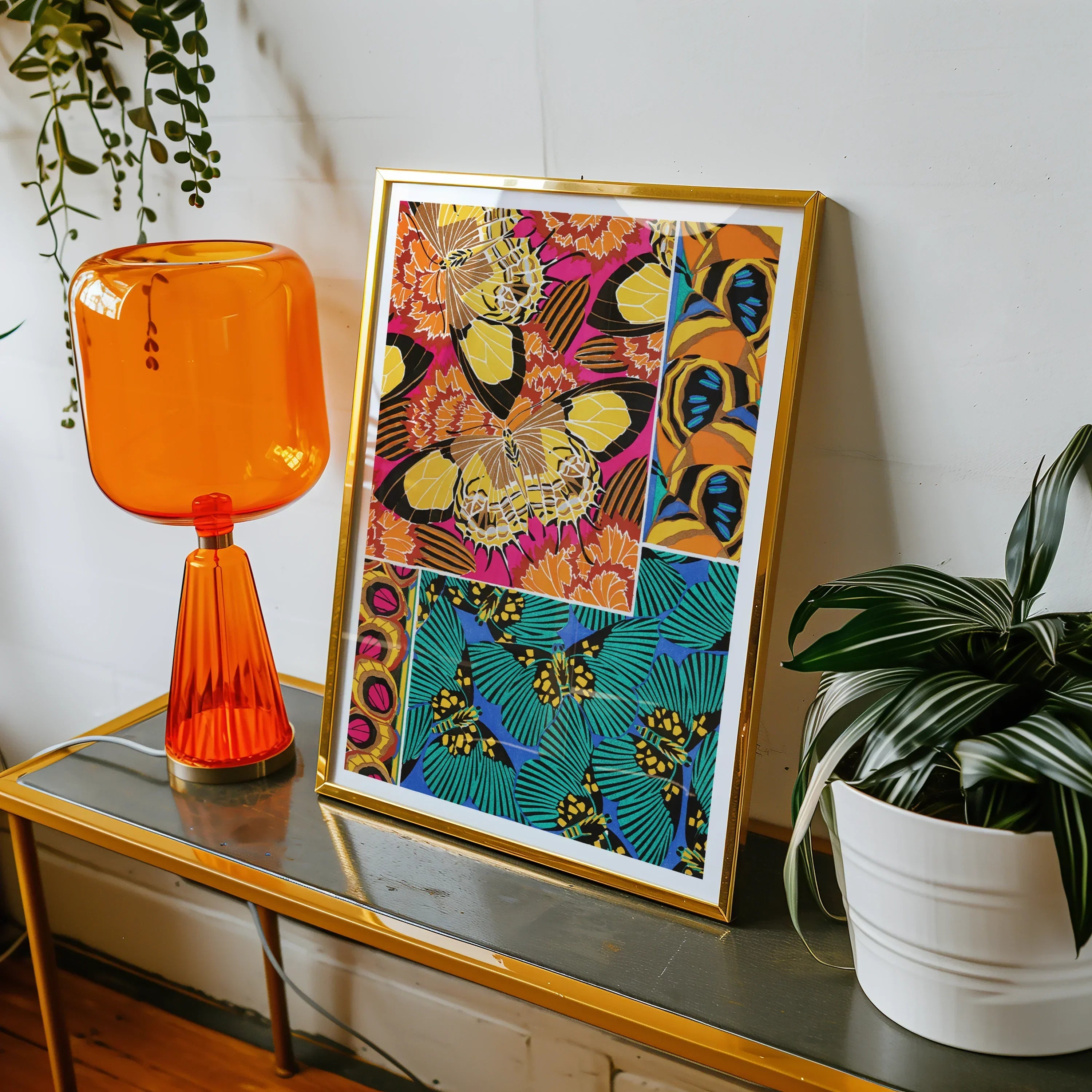 Rainbow Butterflies E.a. Seguy Pochoir Art Print, Colorful Framed Artwork Vibrant Patterns Tropical Motifs