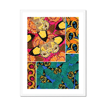 Rainbow Butterflies - E.a. Seguy Pochoir Art Print, Framed Artwork Vibrant Butterfly Tropical Leaf Patterns Bold