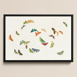 Rainbow Butterflies - Kamisaka Sekka Art Print / Canvas, 18x12’’ / 46x31cm / Black Frame, Posters Prints & Visual Artwork, Toby Leon