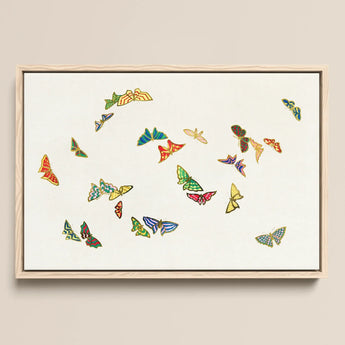 Rainbow Butterflies - Kamisaka Sekka Art Print / Canvas, 18x12’’ / 46x31cm / Natural Frame, Posters Prints & Visual Artwork, Toby Leon