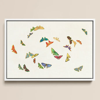 Rainbow Butterflies - Kamisaka Sekka Art Print / Canvas, 18x12’’ / 46x31cm / White Frame, Posters Prints & Visual Artwork, Toby Leon