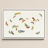 Rainbow Butterflies - Kamisaka Sekka Art Print / Canvas Framed Artwork Collection Colorful Intricately Designed Butterflies Hues Kamisaka