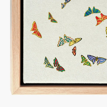 Rainbow Butterflies - Kamisaka Sekka Art Print / Canvas Framed Artwork Collection Colorful Intricately Designed, Sekka’s, Japan’s
