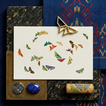 Rainbow Butterflies - Kamisaka Sekka Art Print / Canvas Gold Geometric Butterfly Clip Modern Angular Design, Sekka’s, Japan’s Tumultuous