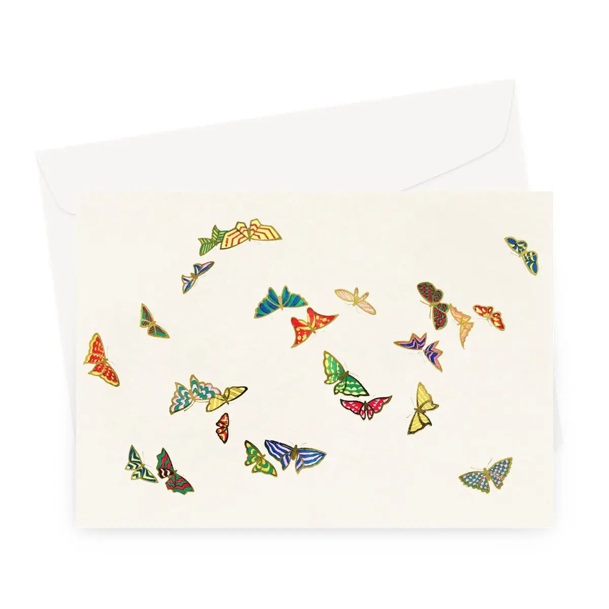 Rainbow Butterflies - Kamisaka Sekka Chō Senshu Greeting Card - A5 Landscape / 1 Card - Greeting & Note Cards