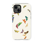Rainbow Butterflies - Kamisaka Sekka Iphone Case, 13 Mini / Matte, Iphone Case Colorful Butterfly Designs Scattered Cream-colored Background