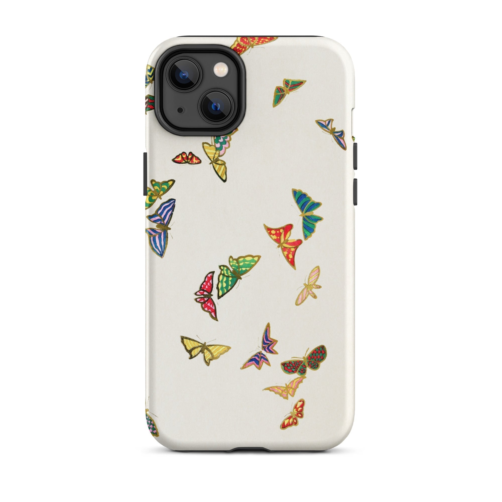 Rainbow Butterflies - Kamisaka Sekka Iphone Case, 14 Plus / Tough Phone, Butterfly-patterned Phone Case